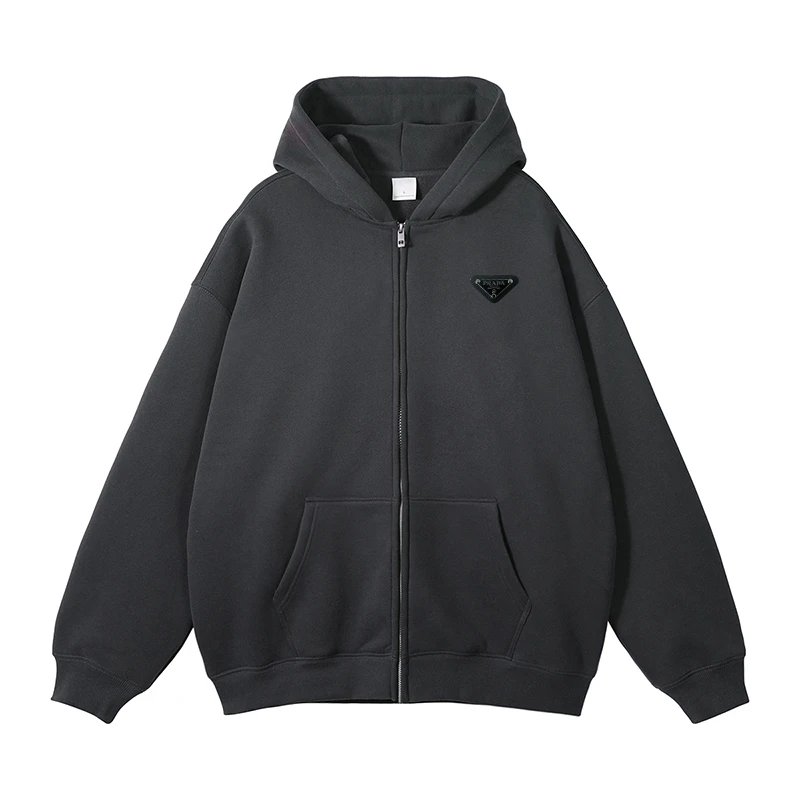 Prada Hoodies & Sweatshirts Zip-Front Hooded Sweatshirt with Kangaroo Pockets image 5