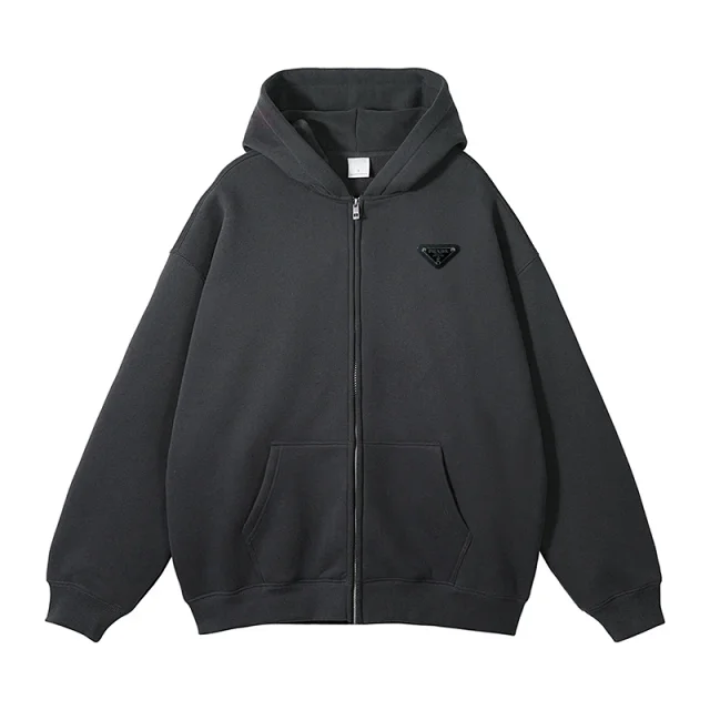 Prada Hoodies & Sweatshirts Zip-Front Hooded Sweatshirt with Kangaroo Pockets product detail image 5