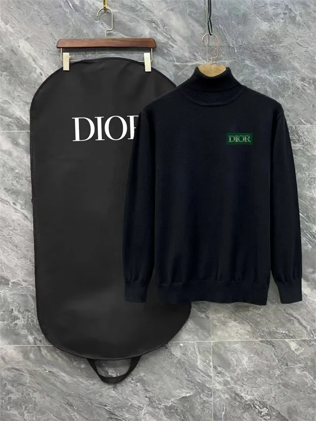 Dior Knitwear Turtleneck Knit Sweater with Logo Chest Patch product detail image 5