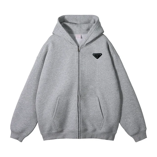 Prada Hoodies & Sweatshirts Zip-Front Hooded Sweatshirt with Kangaroo Pockets product detail image 1