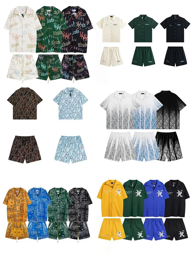 Rhude Shirts Short-Sleeve Logo Print Button-Up Shirt product detail image 1