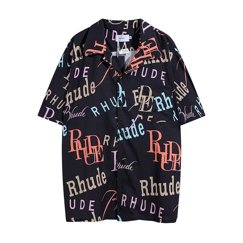 Rhude Shirts Short-Sleeve Logo Print Button-Up Shirt image 2