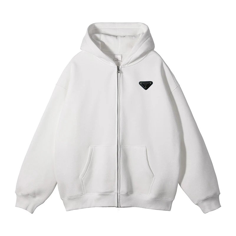 Prada Hoodies & Sweatshirts Zip-Front Hooded Sweatshirt with Kangaroo Pockets image 7