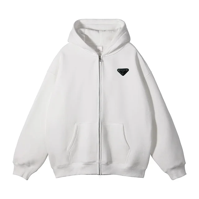 Prada Hoodies & Sweatshirts Zip-Front Hooded Sweatshirt with Kangaroo Pockets product detail image 7