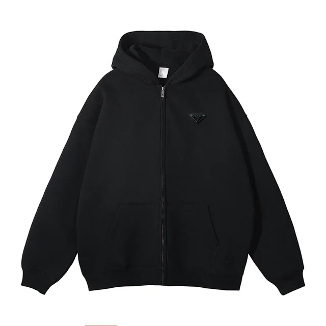 Prada Hoodies & Sweatshirts Zip-Front Hooded Sweatshirt with Kangaroo Pockets product detail image 3