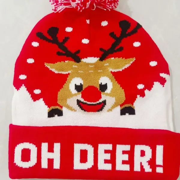 Design Ugly Christmas Beanie with Red Pom-Pom and HO HO HO Cuff - 12
