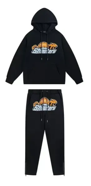Shoters Panther Logo Black Hoodie and Sweatpants Set - 1