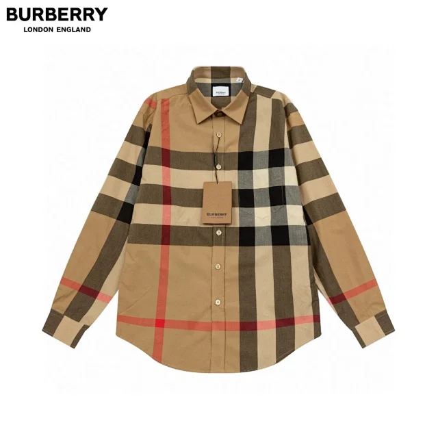 Burberry Shirts Long-sleeve button-down with check and logo designs product detail image 5