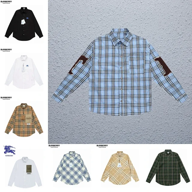 Burberry Shirts Long-sleeve button-down with check and logo designs product detail image 1