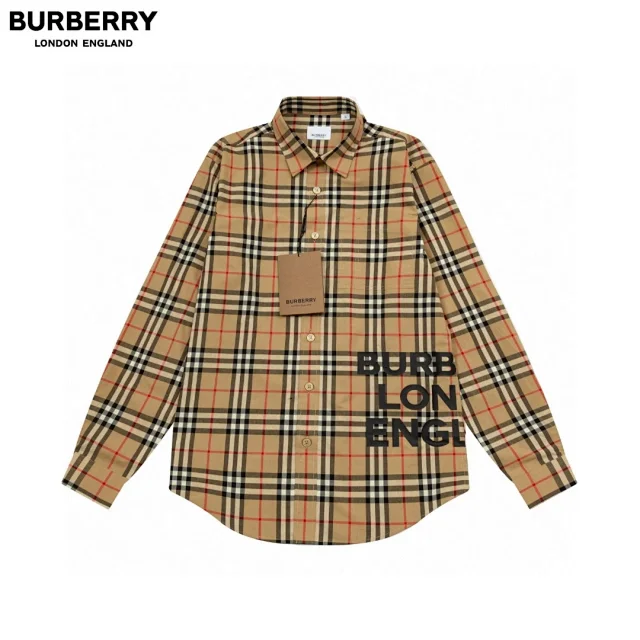 Burberry Shirts Long-sleeve button-down with check and logo designs product detail image 3