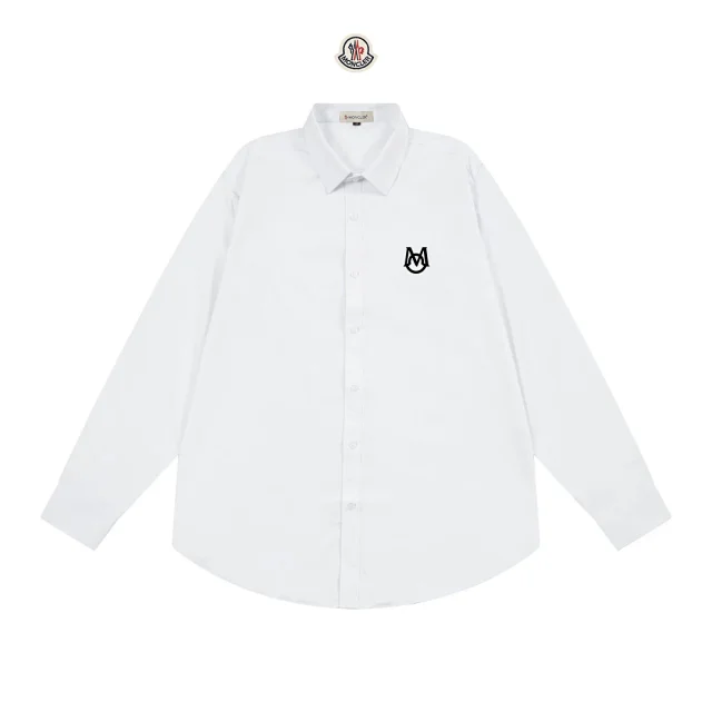 Moncler Shirts Long-Sleeve Button-Up Shirt with Chest Logo Patch product detail image 14
