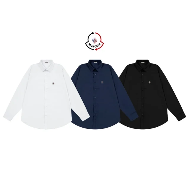 Moncler Shirts Long-Sleeve Button-Up Shirt with Chest Logo Patch product detail image 6