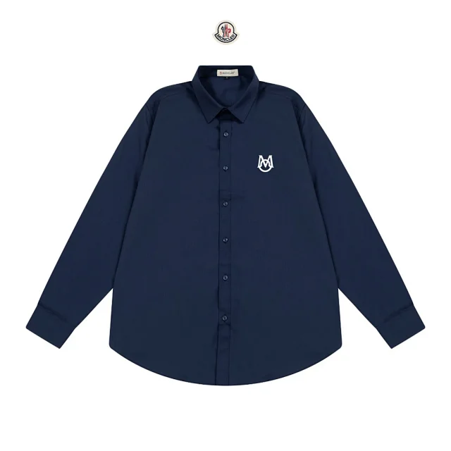 Moncler Shirts Long-Sleeve Button-Up Shirt with Chest Logo Patch product detail image 15