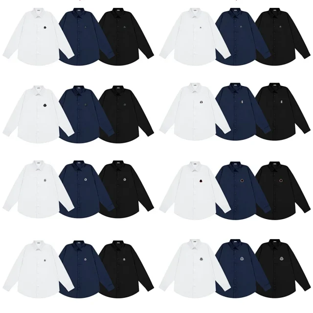 Moncler Shirts Long-Sleeve Button-Up Shirt with Chest Logo Patch product detail image 1