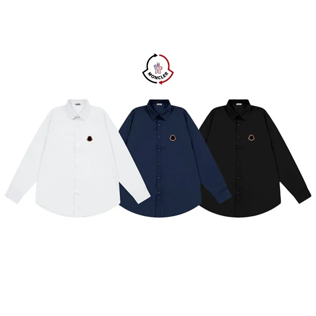 Moncler Shirts Long-Sleeve Button-Up Shirt with Chest Logo Patch product detail image 4