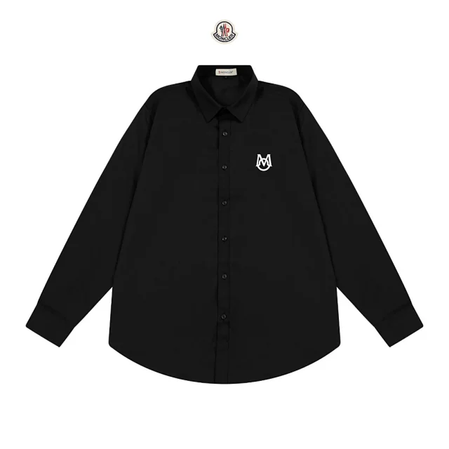 Moncler Shirts Long-Sleeve Button-Up Shirt with Chest Logo Patch product detail image 13