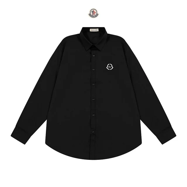 Moncler Shirts Long-Sleeve Button-Up Shirt with Chest Logo Patch product detail image 12