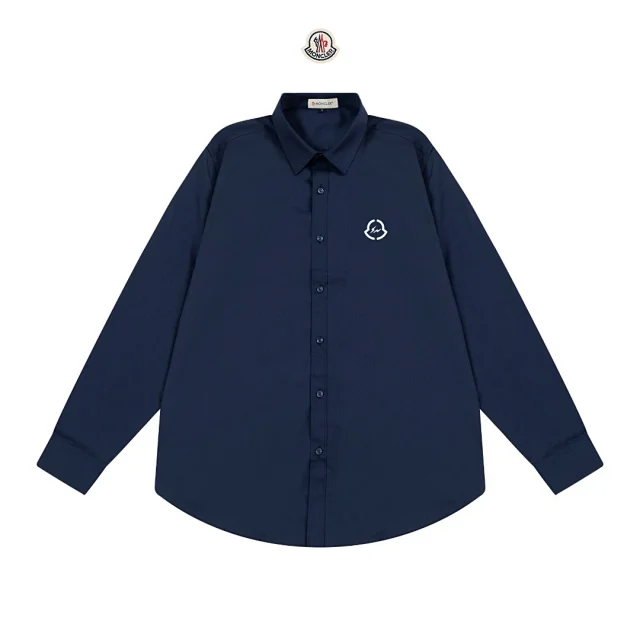 Moncler Shirts Long-Sleeve Button-Up Shirt with Chest Logo Patch product detail image 11