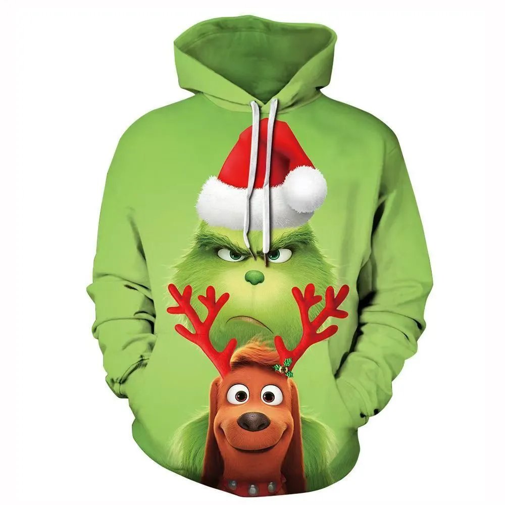 Design Grinch and Max Christmas Hoodie Green Hoodie
