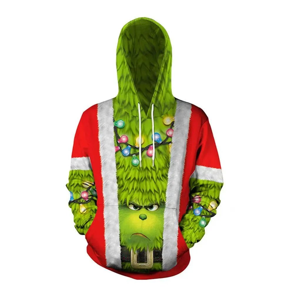 Design Grinch Christmas Hoodie Red Green Multicolor Hoodie