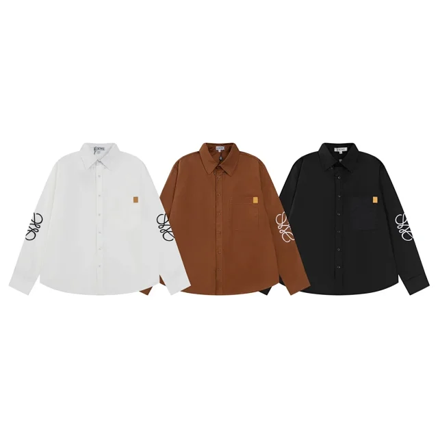 Loewe Shirts Long-sleeve button-up logo shirt product detail image 6