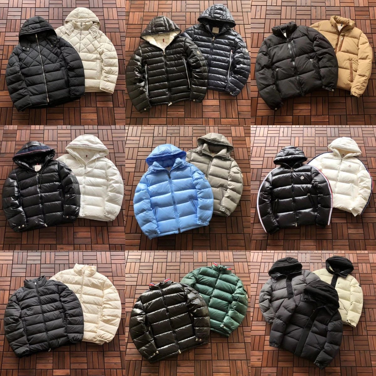 Moncler Maya Down Jacket Black with White and Red Stripe Trim - 3