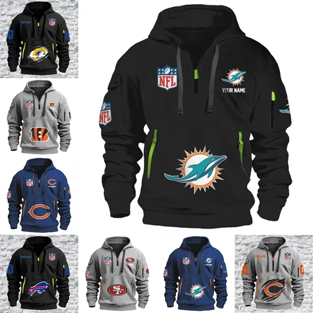 NFL Hoodies & Sweatshirts Team Logo Quarter-Zip Hoodie with Zip Pockets product detail image 1