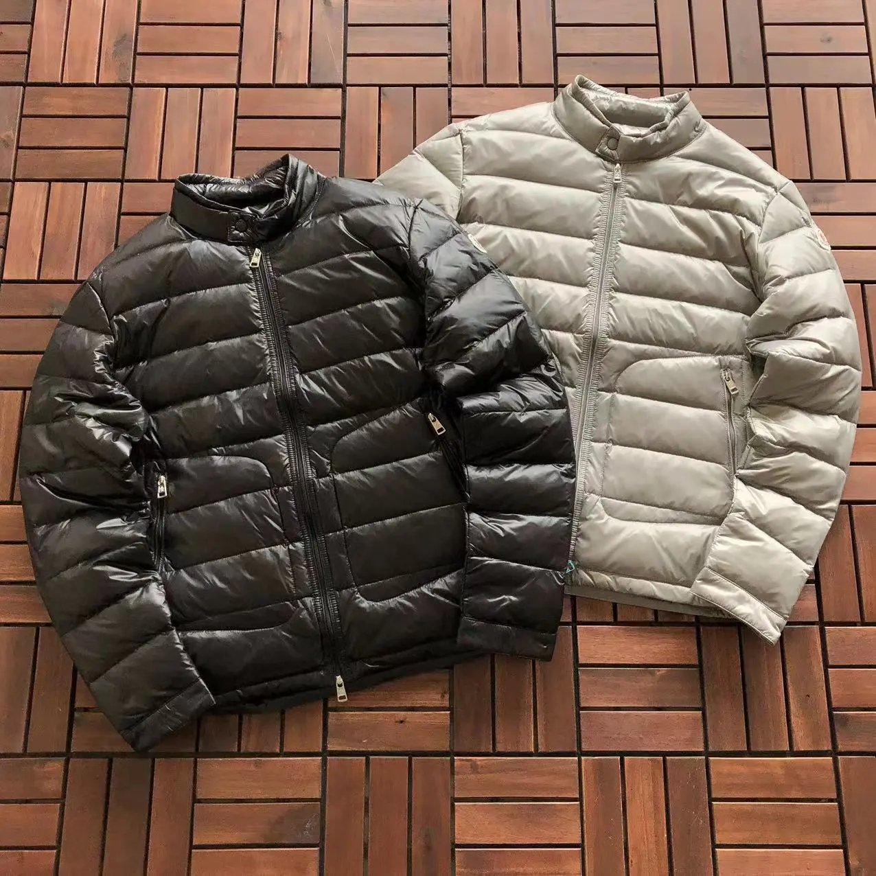 Moncler Maya Down Jacket Black with White and Red Stripe Trim - 14