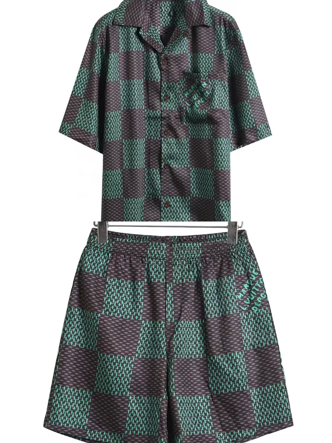 Design Multicolor Alphabet Block Print Short-Sleeve Shirt and Shorts Set - 7