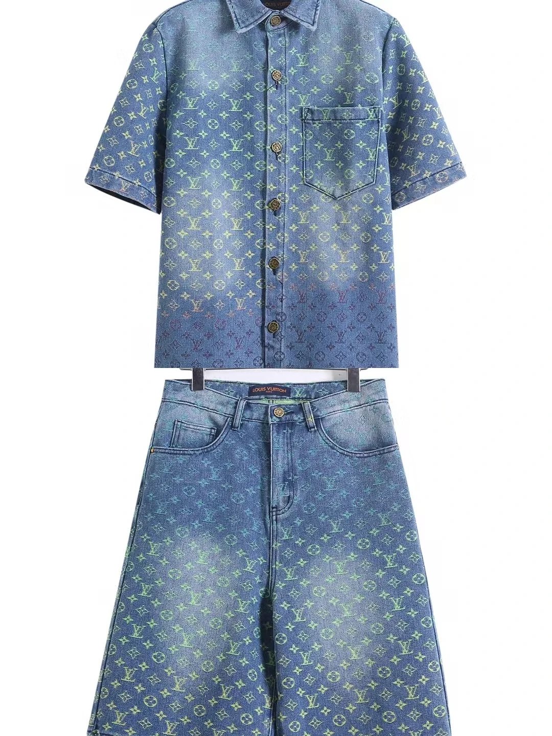 Design Multicolor Alphabet Block Print Short-Sleeve Shirt and Shorts Set - 9