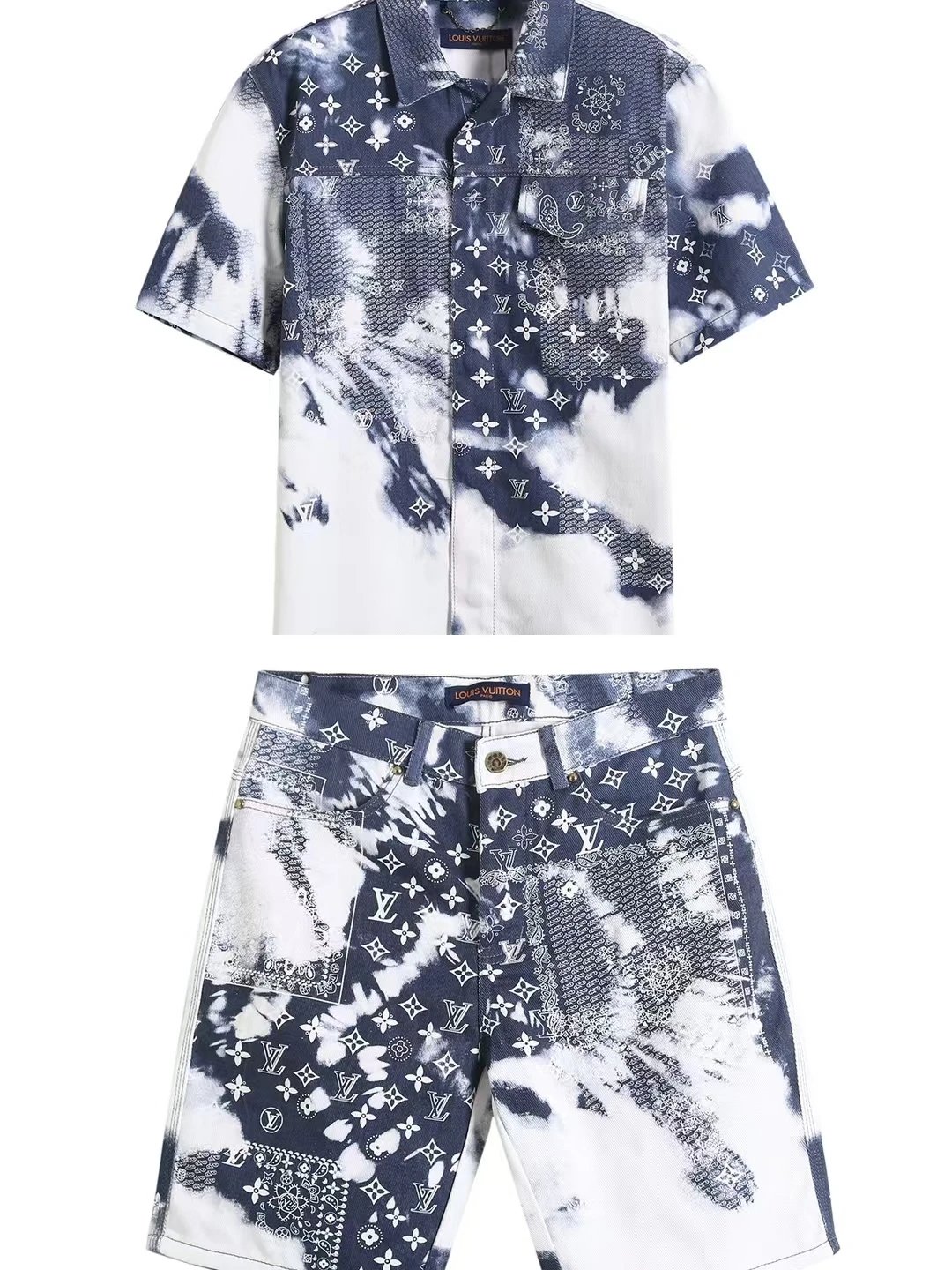Design Multicolor Alphabet Block Print Short-Sleeve Shirt and Shorts Set - 8