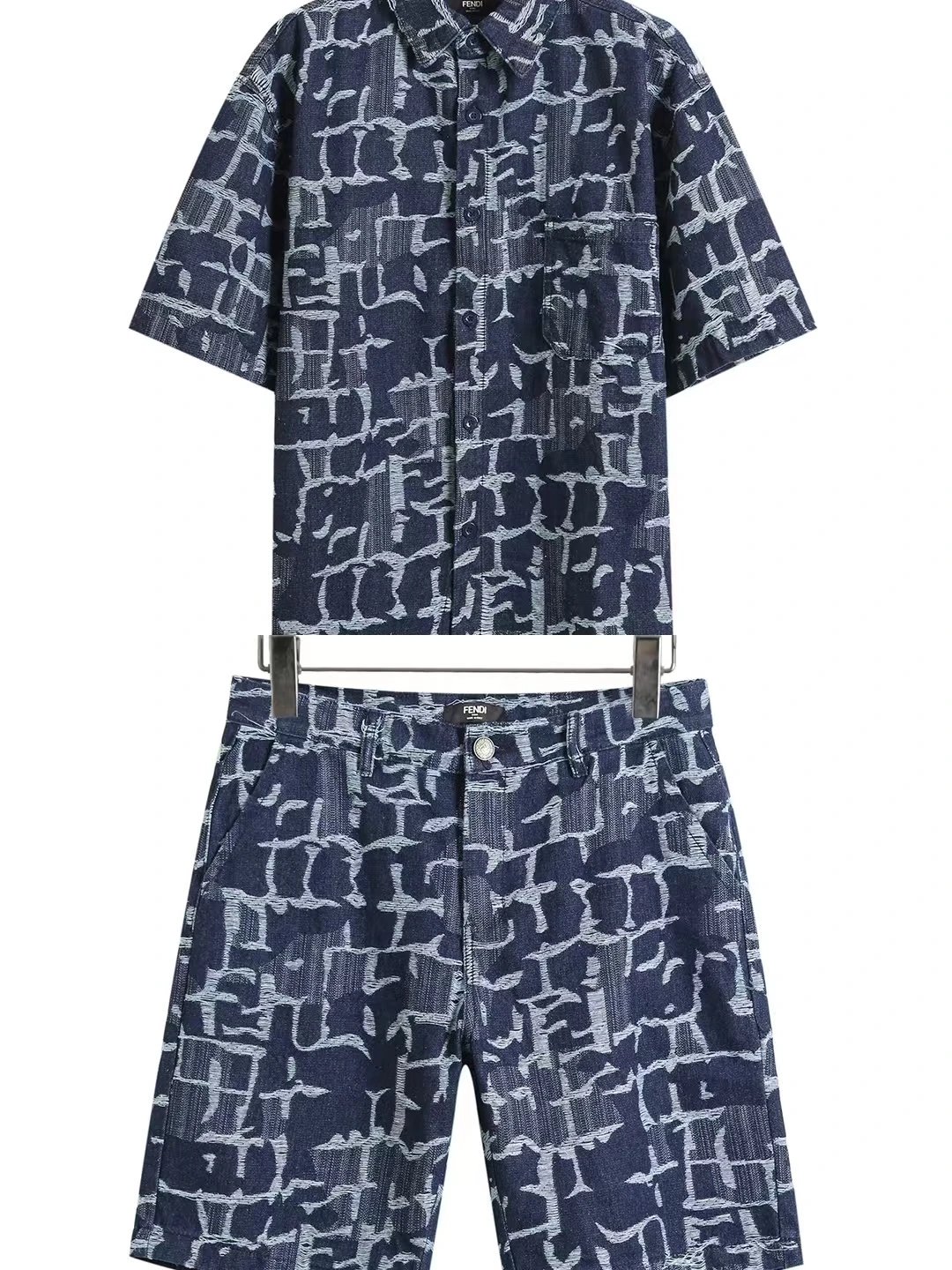 Design Multicolor Alphabet Block Print Short-Sleeve Shirt and Shorts Set - 12