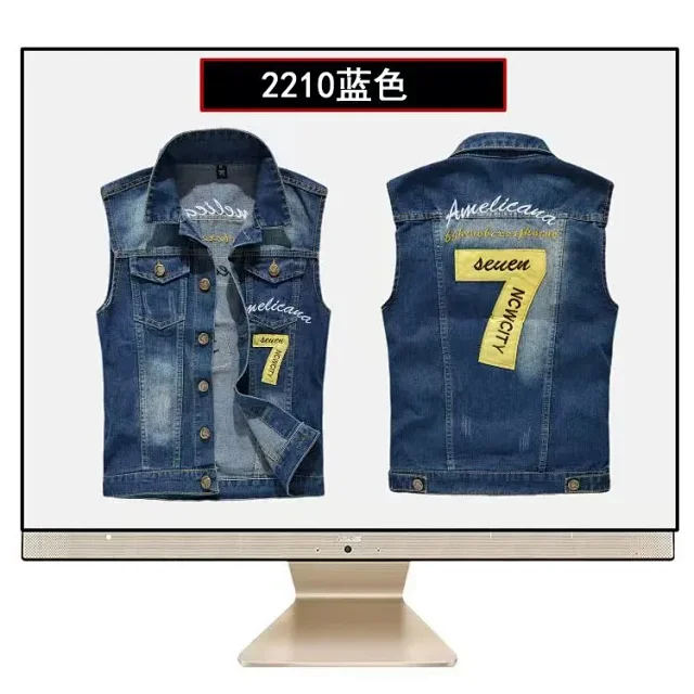 Unbranded Vests Sleeveless Distressed Denim Vest product detail image 11