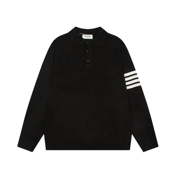 Descente Logo Long Sleeve Polo White Tops Polo - 8