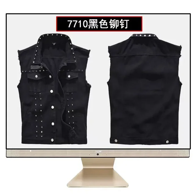 Unbranded Vests Sleeveless Distressed Denim Vest product detail image 8