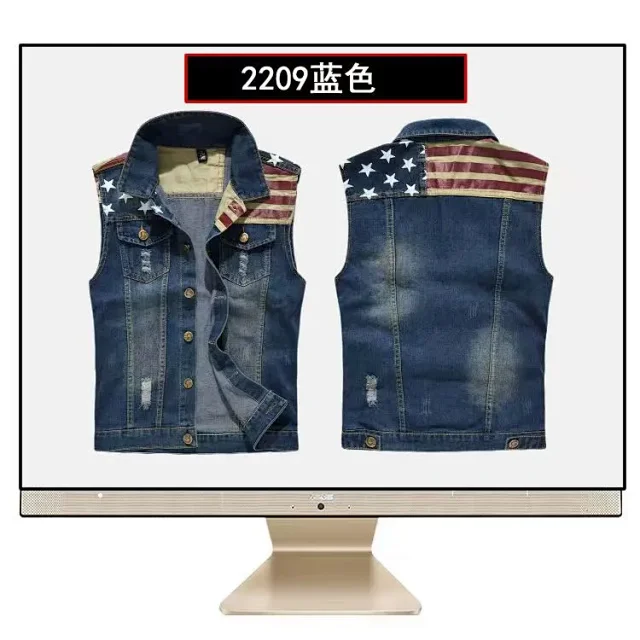 Unbranded Vests Sleeveless Distressed Denim Vest product detail image 14