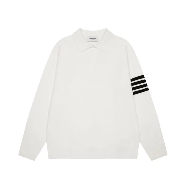 Descente Logo Long Sleeve Polo White Tops Polo - 7