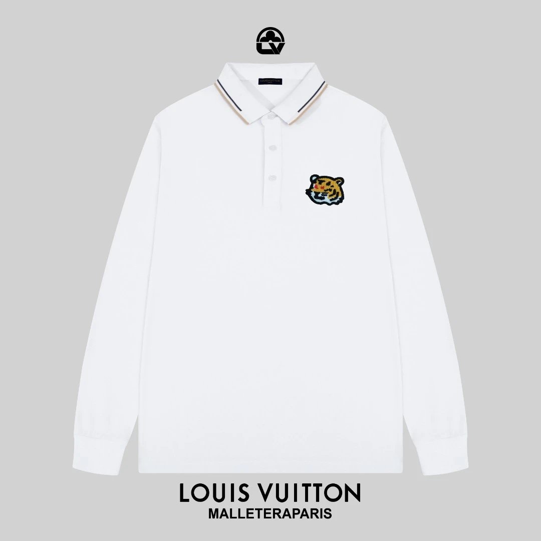 Louis Vuitton Malletier Paris White Long-Sleeve Polo Shirt - 16