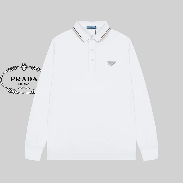Prada Hoodies & Sweatshirts Long-Sleeve Collared Pullover Sweatshirt product detail image 8
