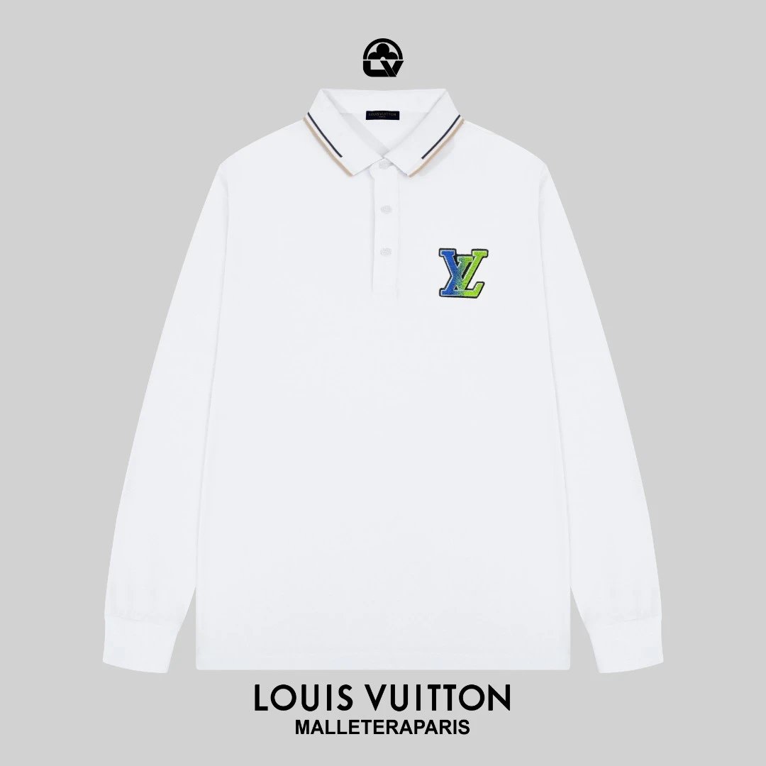 Louis Vuitton Malletier Paris White Long-Sleeve Polo Shirt - 12