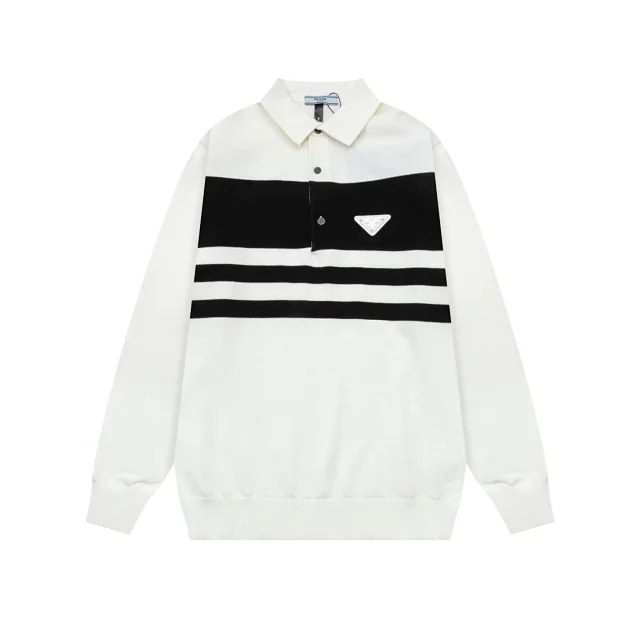 Prada Hoodies & Sweatshirts Long-Sleeve Collared Pullover Sweatshirt product detail image 5