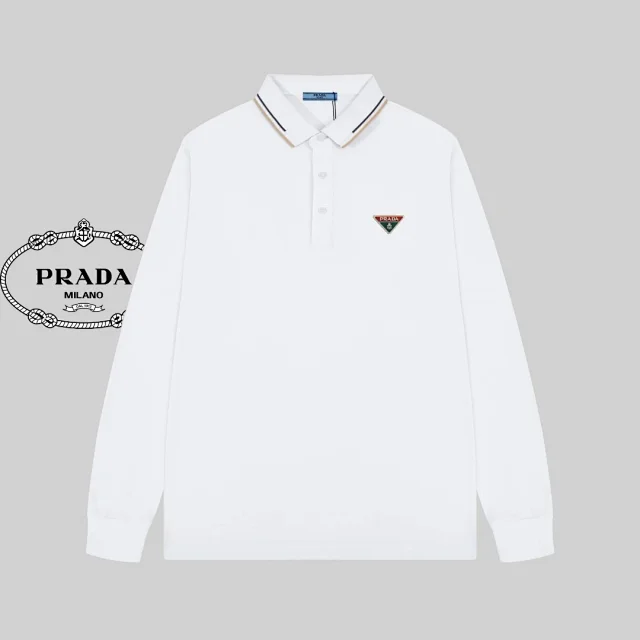 Prada Hoodies & Sweatshirts Long-Sleeve Collared Pullover Sweatshirt product detail image 13