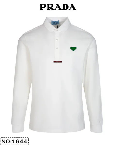 Prada Long Sleeve Polo Black Polo Shirt - 16