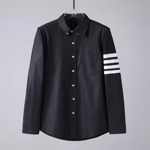 Thom Browne Shirts Long-Sleeve Button-Down with Four-Bar Stripe Detail product detail image 10