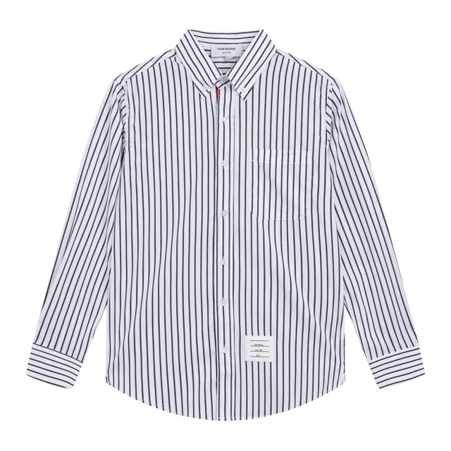 Thom Browne Shirts Long-Sleeve Button-Down with Four-Bar Stripe Detail product detail image 7