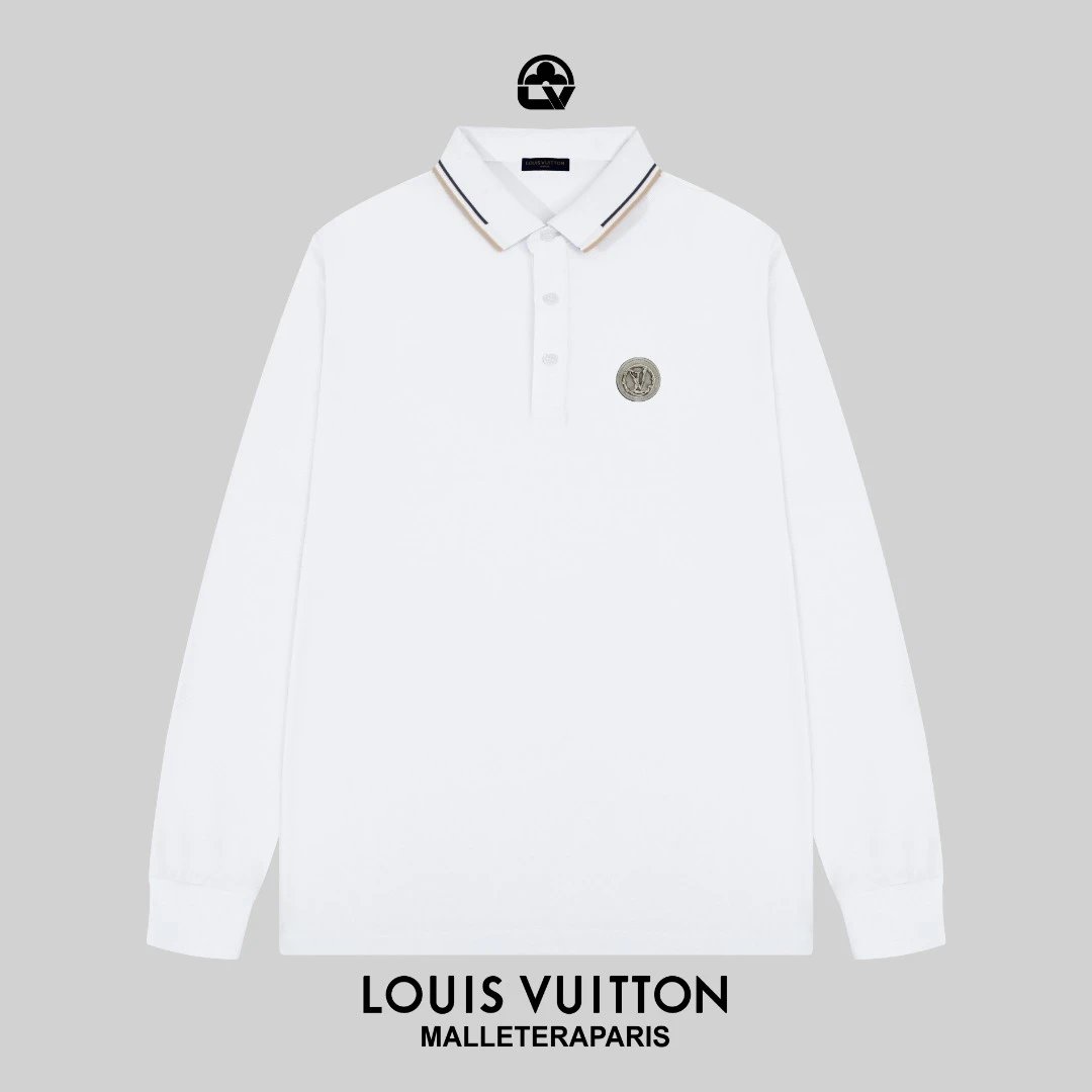 Louis Vuitton Malletier Paris White Long-Sleeve Polo Shirt - 14