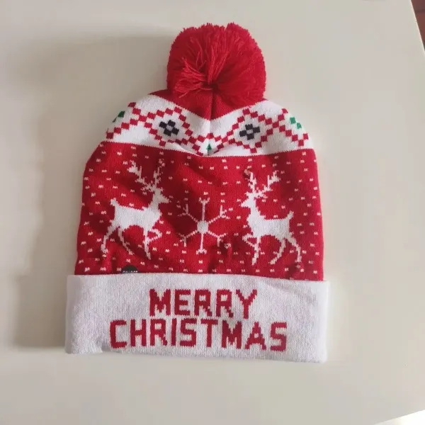 Design Ugly Christmas Beanie with Red Pom-Pom and HO HO HO Cuff - 16