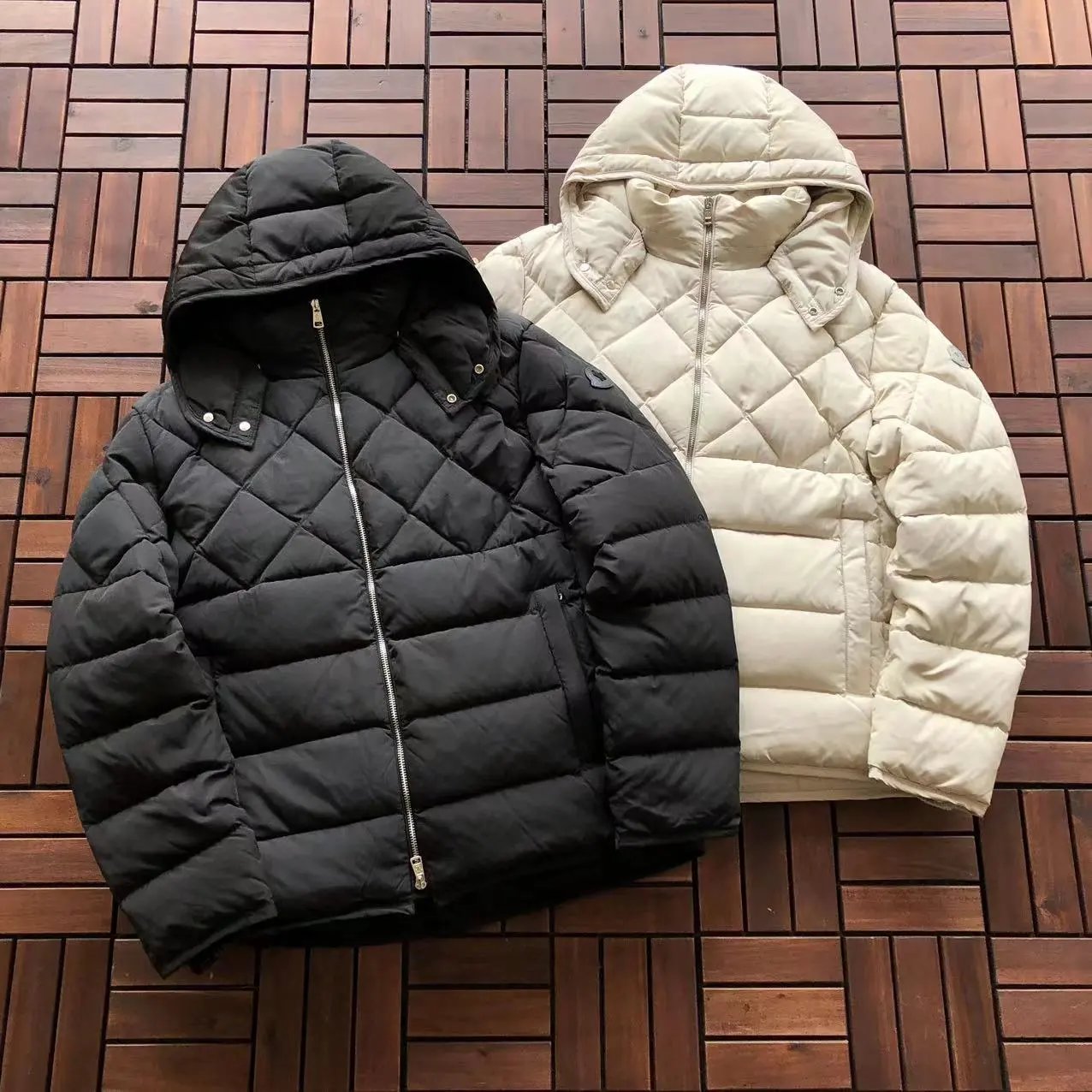 Moncler Maya Down Jacket Black with White and Red Stripe Trim - 6