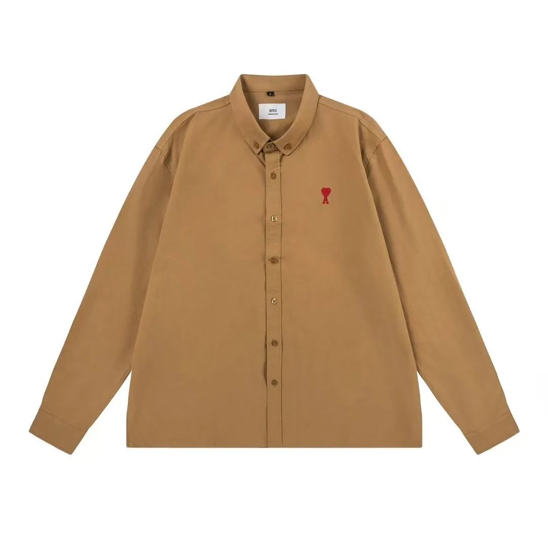 Ami Paris Striped Cotton Shirt Beige - 14