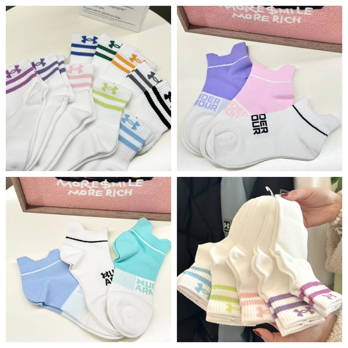 春节不打烊16安德玛儿童五双装舒适弹力中筒袜三双装透气弹力船袜5253310111262392941